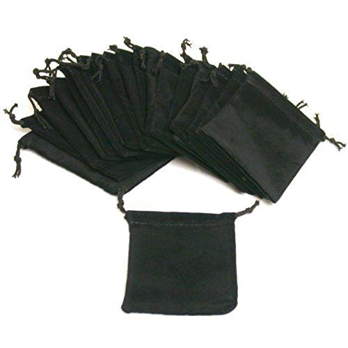 FindingKing 20 Black Velvet Pocket Watch & Jewelry Drawstring Gift Pouches 3"