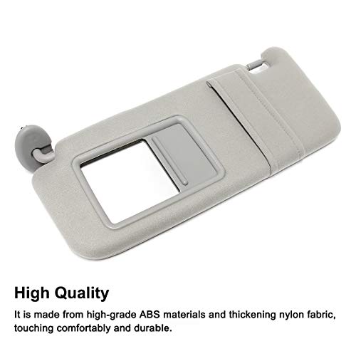 Wisamic Sun Visor Assembly with Mirror Left Driver Side for 2007-2011 Toyota Camry Hybrid, Replace 74320-06780-B0, Grey (NO Sunroof)