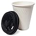 Pack of 100 - Premium Disposable Paper Coffee Cups with Reclosable Lids, Stirrers Included - 12 Ounce - Perfect for Offices, Party Events, Shops and Travel