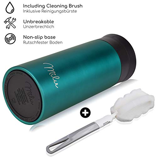 Milu Edelstahl Thermobecher to go - 350ml, 450ml - 100% Auslaufsicher â Trinkbecher, Teeflasche Thermosflasche Autobecher doppelwand Isolierung - 360°-Trinköffnung (Grün, 350ml) – Bild 5