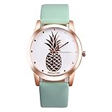 Girls Watch Cute Women Watches Quartz Pineapple Pattern Ladies with Leather Strap Wrist Watch for Teen Girls