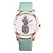 Girls Watch Cute Women Watches Quartz Pineapple Pattern Ladies with Leather Strap Wrist Watch for Teen Girls