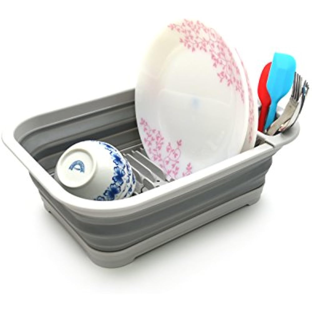 Collapsible Dish Drainer With Board Foldable Drying Rack Set Portable