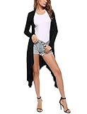 Meaneor Women's Casual Long Sleeve Waterfall Draped Open Front Knit Cardigan Sweater Black XXL