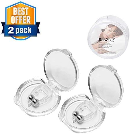 Anti Snore Clip Devices, Set of 2 Snoring Relief Stop Sleep Apnea Stopper Mute Aids for Men or Women, Nasal Dilator with Magnets for Effect Intensifying