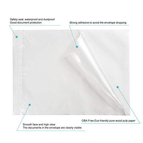 Mionno 7.5" x5.5" Clear Strong Adhesive Invoice Enclosed Pouches, 100pcs Packing List/Shipping Label Envelopes Pouches for Mailing Shipping Business (Short Side Loading) - Thumbnail 4