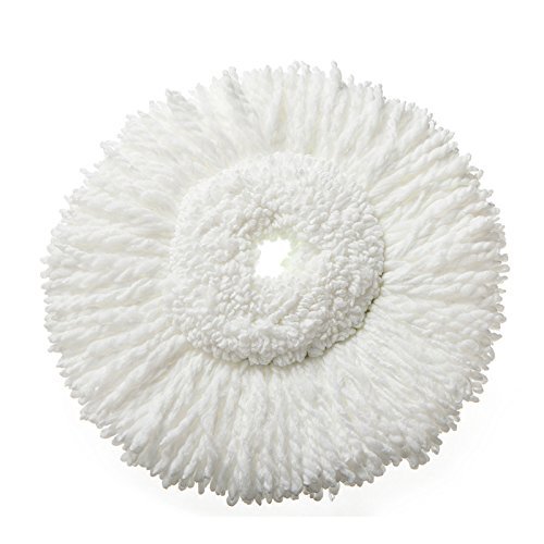Meirun 360 Degree Wet Mop,Superfine Fiber Flexible Handle Cleaning Washing Mop for Car and Household (White with 2 head)