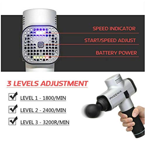 Muscle Massage Gun, Powerful Handheld Personal Cordless Deep Tissue Muscle Massager with 4 Kinds Massage Heads for Muscle Tension Pain Relief (Silver) ...