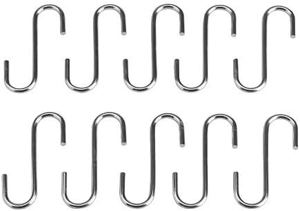 Steel, Pigmented epoxy/polyester powder coating S-hook (7CM Height), silver-colour - Pack of 10