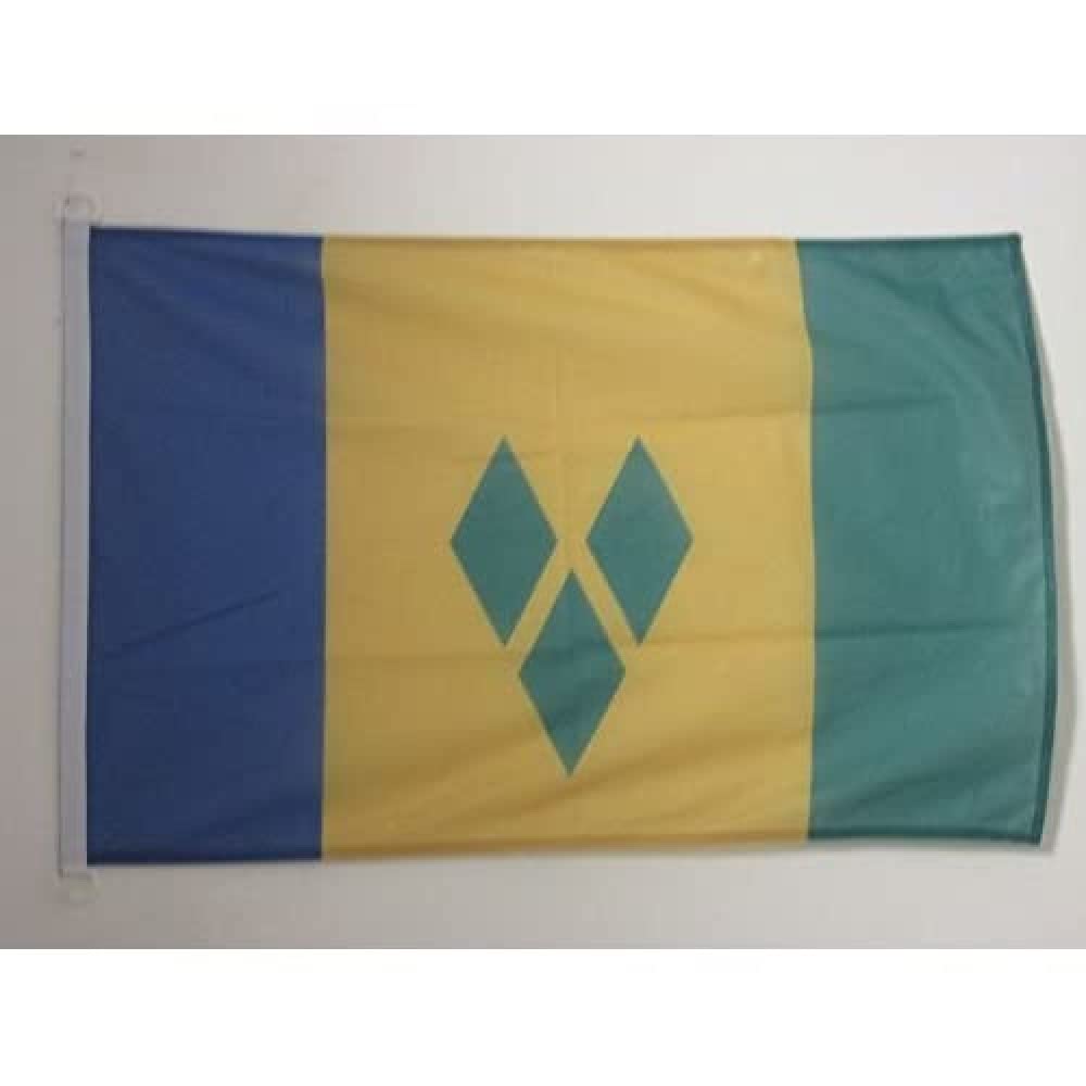 AZ FLAG - Saint Vincent Flag - 2x3 Ft - For Outdoor - Vicentian Banner Knitted Polyester with Two Plastic Rings - Fade Resistant - Vivid Colors - 2' x 3' Feet - 90x60 Cm