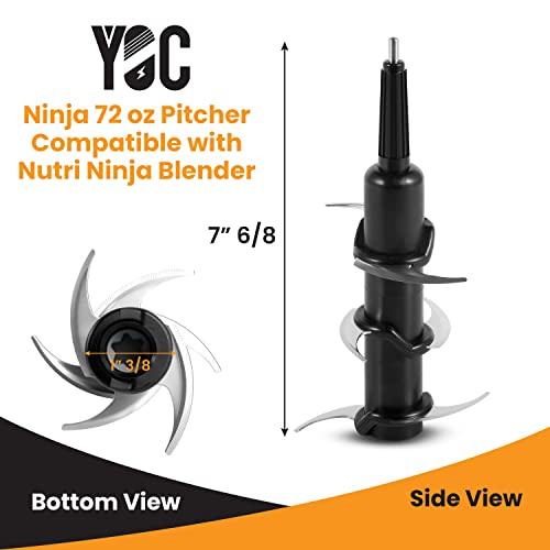 YOC Ninja Blender Blades Replacement for Ninja 72 oz Pitcher, Ensure Full Mixing, Compatible with Nutri Ninja Blender NJ600C NJ600RC NJ602CO NJ602NW NJ602Q NV600CCO BL660 BL642 BL660C BL550 BL500C