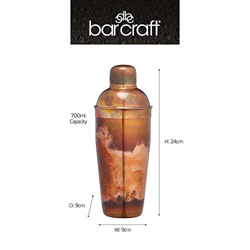 BarCraft, Luxuriöser Cocktail-Shaker, Deluxe-Cocktail-Shaker für die Zubereitung von Mixgetränken in Geschenkbox, 700 ml – Schillernde Kupferartige Oberfläche – Bild 6