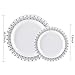 60PCS Heavyweight White with Silver Rim Wedding Party Plastic Plates,Disposable Plastic Plates,30-10.25inch Dinner Plates and 30-7.5inch Salad Plates -WDF (White/Silver Forest)