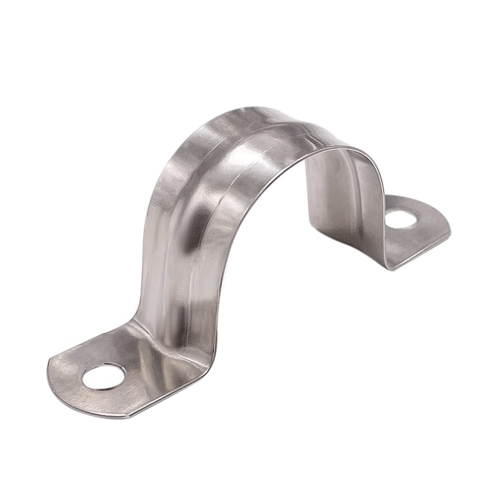 Yudesun Hose Clamp Tool - 20Pcs 25mm Saddle Clip Pipe Fastener Holder Metal Strap Clips Two Hole Tube Strap Pipe Tube Conduit Fixed Pipe Rack