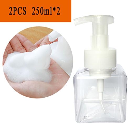 Foaming Soap Dispenser Pump 2PCS Refillable Containers Body Wash Shampoo Dispenser for Bathroom Bar Kitchen Laundry Countertop 250ml 8.5oz with Label Stickers White