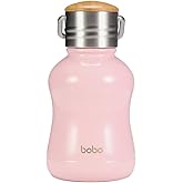 YOHKOH Mini Vacuum Insulated Water Bottle With Bamboo Lid - Stainless Steel Thermos Water Bottle for Women Girls Kids, Metal Sports Hot and Cold Water Bottle Leak-Proof BPA-Free (6.4oz,Pink)