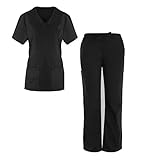 G Med Women's Y-Neck Scrub 2 Pockets Top and Pant 2 PC Fashion Sets