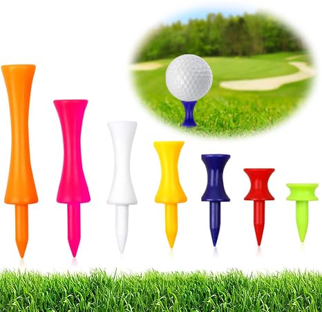 Adhere 70pcs plastic Golf Tees,Mixed Sizes Castle Golf Tees, Durable Small Castle Tees packed in Multiple Colors (25mm, 32mm, 39mm, 45mm, 51mm, 59mm, 70mm) (Mix pack・70pcs)