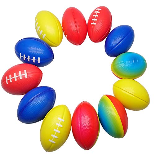 Goiio 3.5inch Football Stress Balls, Mini Foam Squeeze Sports Balls ,12 Pack,4 Color. - Thumbnail 4