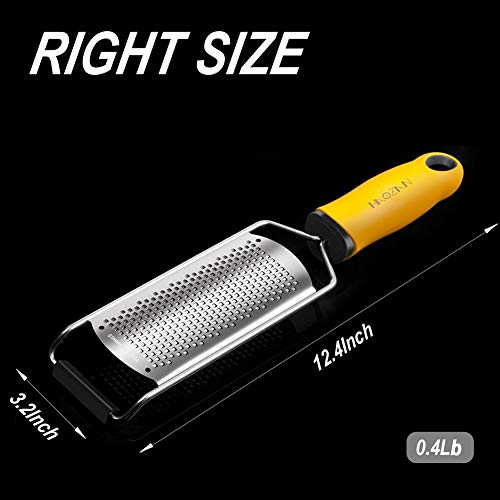 Multipurpose Zester Grater & Brush - Parmesan Cheese, Citrus, Lemon, Lime, Chocolate, Fruits, Soft Grip Handle, Stainless Steel Fine Blades with Protector, Hand-held Kitchen Tool, Dishwasher Safe