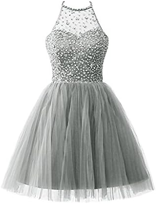 CuteShe Women's Short Tulle Halter Homecoming Prom Dresses