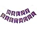 Happy Birthday Bunting Banner Purple Birthday Party Decorations Set Purple Gold White Tissue Paper Pom Poms Paper Flowers and Set of Shiny Purple Foil Fringe Curtain