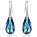 EleQueen 925 Sterling Silver CZ Teardrop Hook Dangle Earrings Bermuda Blue Made with Austrian Crystals, Valentine's Day/Mother's Day/Christmas Jewelry Gift