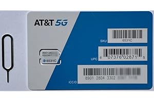 AT&T Wireless 5G LTE SIM Card with Detroit Packing Co. SIM Eject Tool Bundle - Nano Sized (4FF), 6531C, Nano Sized SIM + DPC Eject Tool