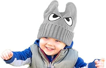 Boy's Winter Hat, Solid Color Double Eye Pattern, Children's Winter Hat Ideal for Toddlers and Preschoolers - Multiple Colors (Gray)