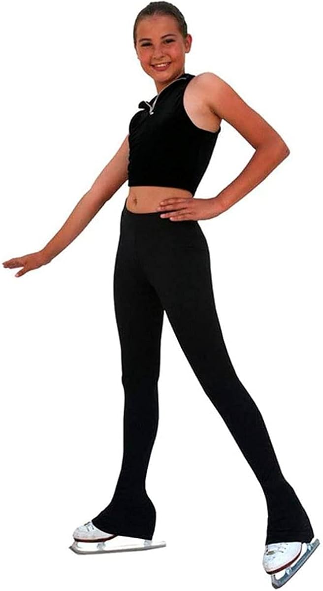 Chloe Noel P23-2" Contrast Waist Figure Skating Pants Black Child: Clothing