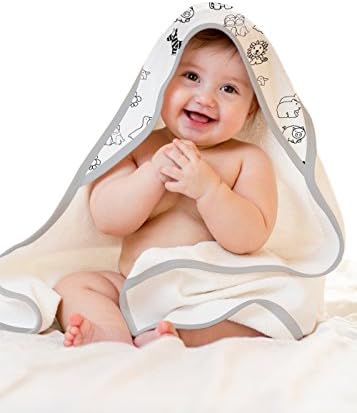 Organic Bamboo Hooded Baby Bath Towel By Babymoo Designs | Ultra Soft, Anti-Bacterial, Hypoallergenic & Absorbent Bathrobe | Unisex Suitable For Newborns, Infants & Toddlers | Washcloth Gift Included
