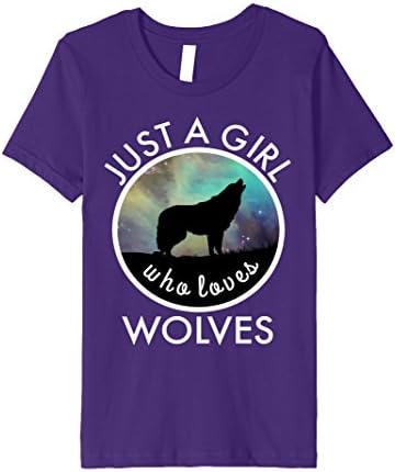 Kids Wolf Howling at Moon Shirt - Just A Girl Who Loves Wolves 10 Purple