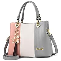 BAG WIZARD Women Handbags Three-colors Assorted Design Top Handle Satchel Shoulder Bag Pu Leather Tote Purse Bags (Grey)