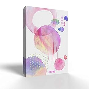 Canvas Wall Art - Watercolor Abstract Color Block Line Draw - Modern Home Art Stretched and Framed Ready to Hang - 12x18 inches