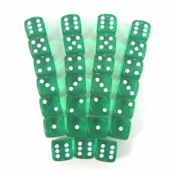 Teal Translucent 12mm d6 (Set of 27 Dice) Dice Sets by Crystal Caste