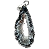 SUNYIK Agate Geode Slice Druzy Pendant Natural Silver Plated Edge
