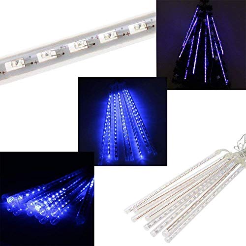 Rain Drop String Lights, ZCPlus LED Meteor Shower Tube Lights 11.8 Inch 8 Tubes Icicle Snow Falling Fairy Light for Xmas Wedding Party Holiday Garden Decoration(Ice Blue)