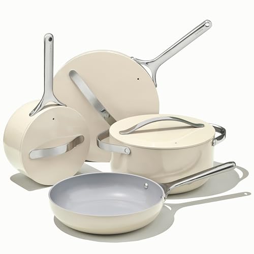 Caraway Nonstick Ceramic Cookware Set (12 Piece) Pots, Pans, 3 Lids And