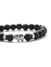 Hamoery 21011 Brazalete difusor de aromaterapia, con abalorios de chakras para hombres y mujeres, 8mm, piedra natural, elástico