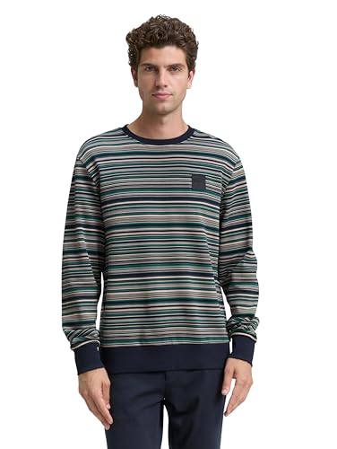 TOM TAILOR Felpa da Uomo, 38605 - Strisce Multicolore Blu Navy, M