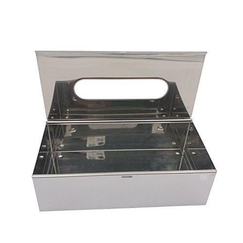 M2cbridge Metal Facial Tissue Box Cover Holder Lay On or Wall Mounted, Polished 18/8 Stainless Steel (Rectangle)