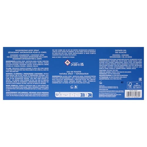 Guess Seductive Homme Blue 3.4oz EDT Spray, 6.0oz Deodorant Body Spray, 3.4oz Shower Gel, Pouch Men 4 Pc Gift Set