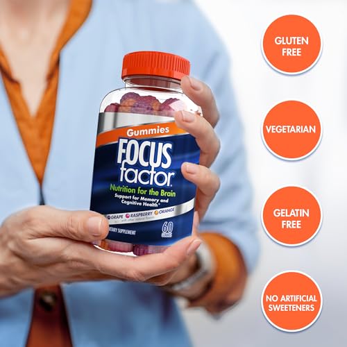 FOCUS FACTOR NOOTROPIC GUMMIES, MEMORY SUPPLEMENT FOR BRAIN, PHOSPHATIDYLSERINE, BACOPA, HUPERZINE A, 60 COUNT
