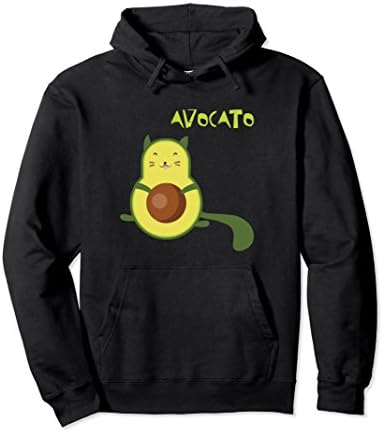 Unisex Avocato Funny Hoodie Cute Cat Avocado Gift For Vegan Small Black