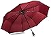 LifeTek Traveler 45 FX2 Windproof Travel Umbrella, Automatic Open Close, Compact for Rain and Sun, Fits in Purse or Backpack, Strong Heavy Duty Frame, Durable, UV Protection, Small and Portable Red
