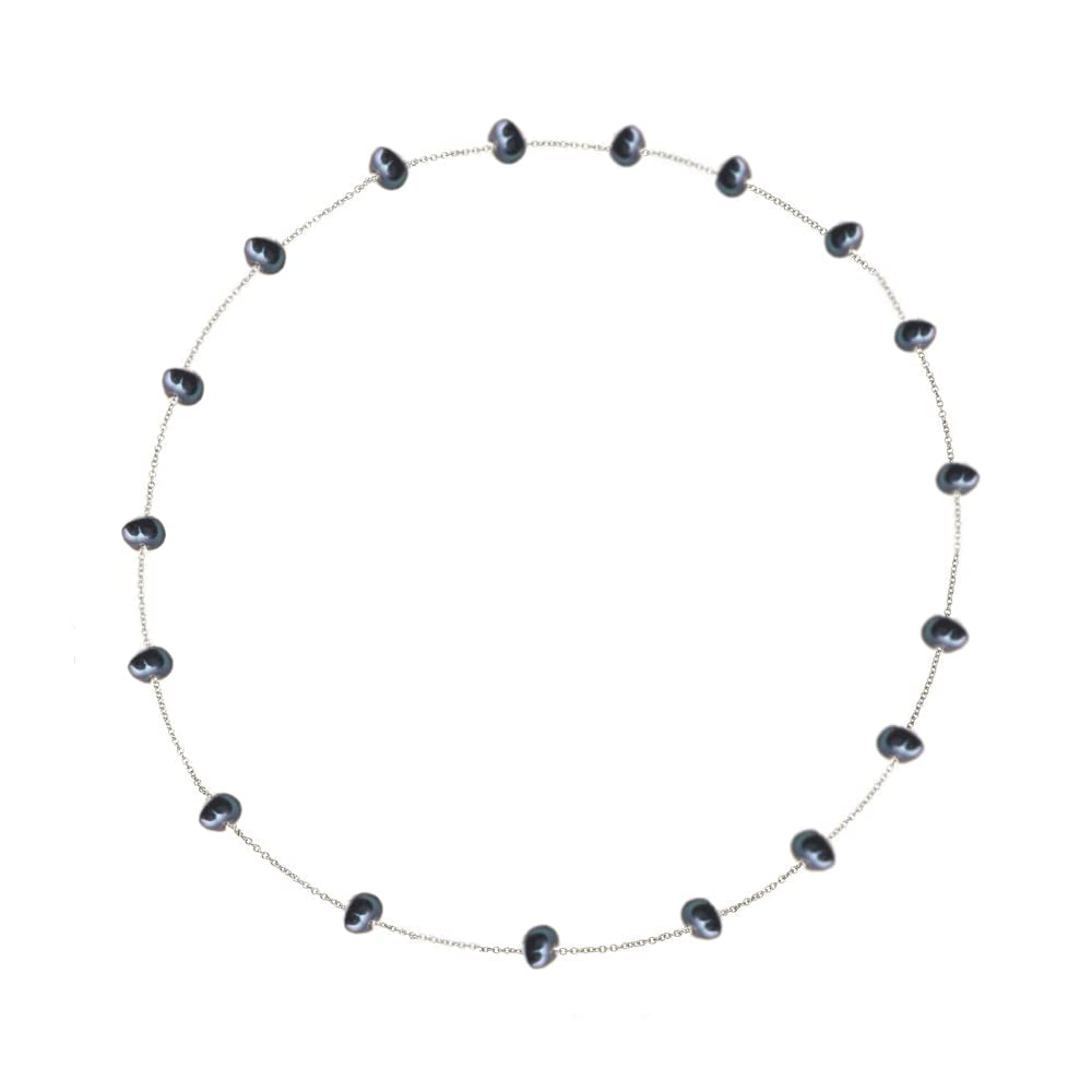 Anderson & Webb Freshwater Black Pearls Silver Chain Necklace