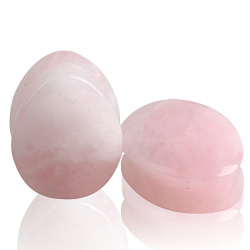 HQLA 2 Pairs Amazonite/Rose Quartz Natural Stone Teardrop Plug Tunnels Ear Gauges Body Piercings,4g-5/8 (5mm-16mm) (1"(25mm))