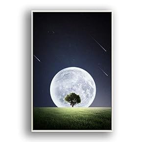Framed Canvas Wall Art for Living Room, Bedroom Moon with Bright Canvas Prints for Modern Home Decoration Ready to Hang - 16"x24" inches