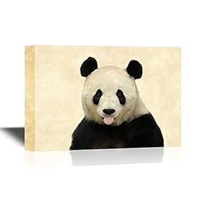 Canvas Wall Art - Cute Panda Sticking Its Tongue Out - Gallery Wrap Modern Home Art | Ready to Hang - 12x18 inches