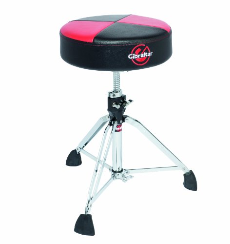 Gibraltar 9608RQPRB Round Quarter Panel Two Tone Drum Throne, Red/Black